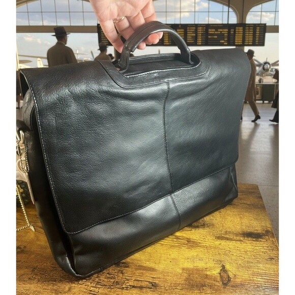 Handbags - Paul & Taylor Genuine Leather Messenger Laptop Briefcase Bag Black 17in